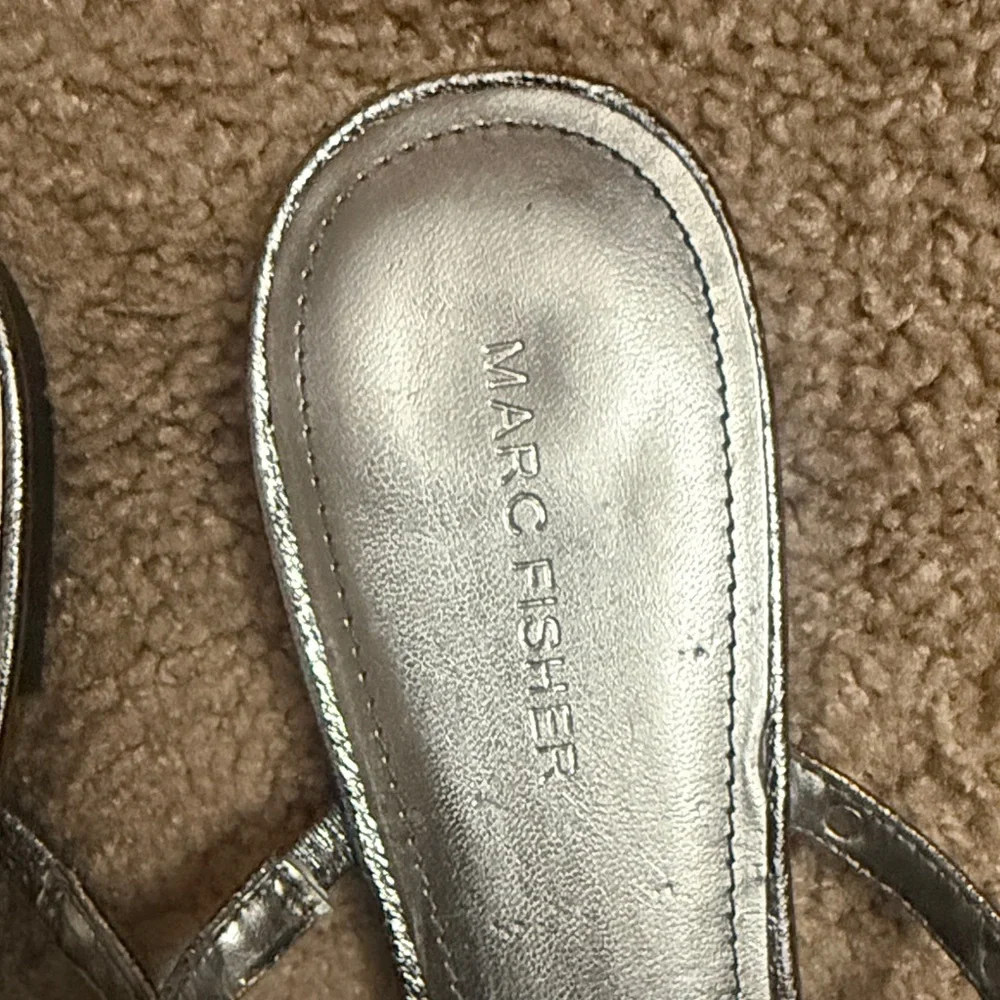 Marc Fisher Metallic Silver Mules
